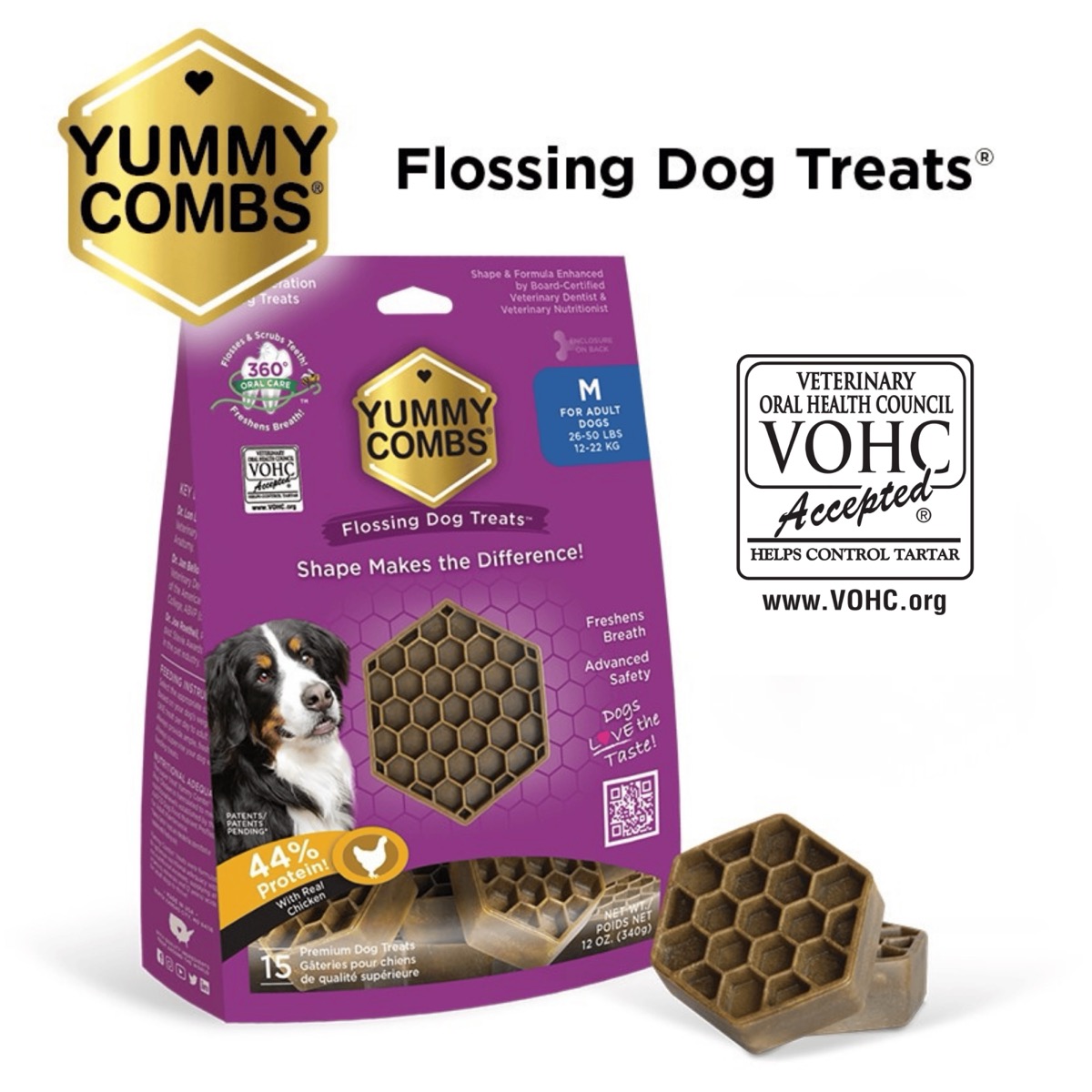 Yummy Combs Flossing Dog Treats with VOHC Accepted seal